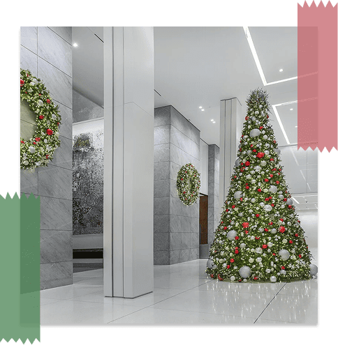 Commercial Christmas Tree and Wreaths.