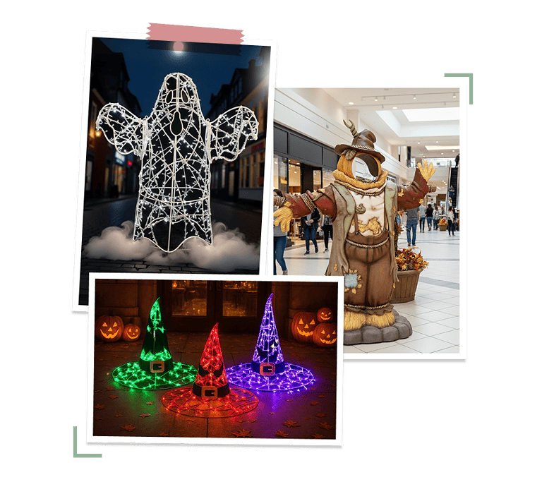 Collage of Commerical Halloween Displays