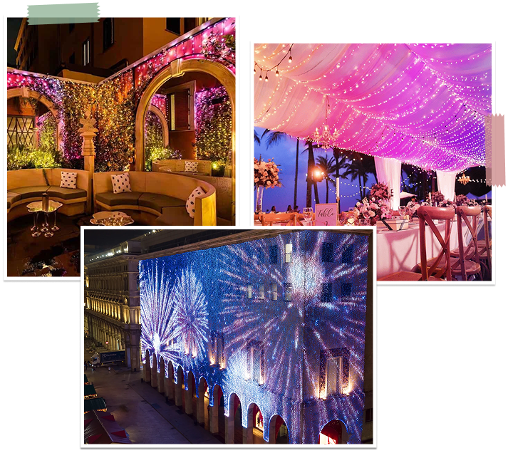 Collage of Twinkly Pro Lights - hospitality.
